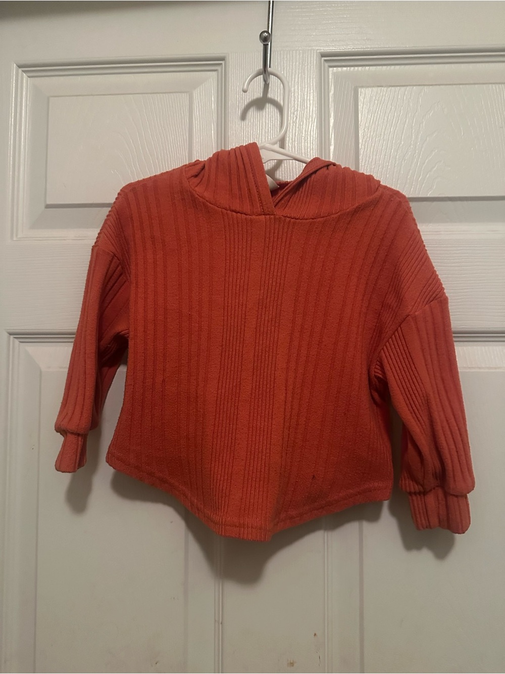 SHEIN Rust Ribbed Hoodie Sweater - Women's Cozy Pullover